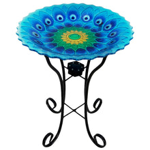 Load image into Gallery viewer, Birdbath Glass Peacock With Solar Light