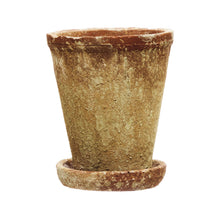 Load image into Gallery viewer, Pot, 4in Dsitressed Cement with Saucer