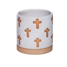 Load image into Gallery viewer, 4in Pot, Cross, Ceramic, 2 AssortedCer Container w