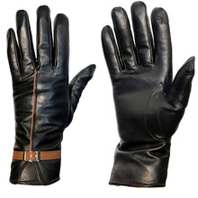 Load image into Gallery viewer, Two Tone Leather Gloves, All Sizes, Black