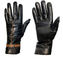 Load image into Gallery viewer, Two Tone Leather Gloves, All Sizes, Black