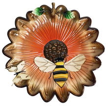 Load image into Gallery viewer, Glass Bird Bath, Sunflower & Bee, 16.5in