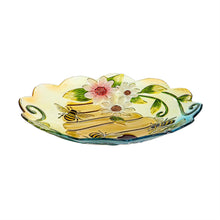 Load image into Gallery viewer, Glass Bird Bath, Floral Beehouse, 18in