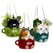 Load image into Gallery viewer, Planter, Cats In Cups, Hanging