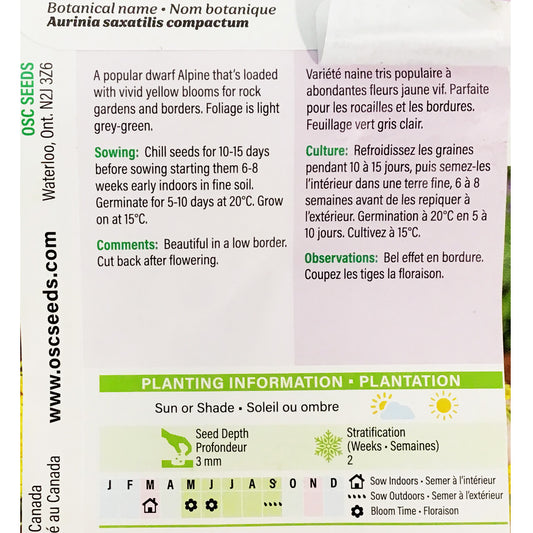 Alyssum - Saxatile Seeds, OSC