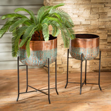 Load image into Gallery viewer, Pot w/Stand, Copper w/Patina, 12in