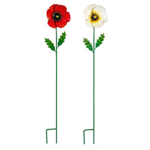 Load image into Gallery viewer, Garden Stake, What She Shed Metal Poppy, 2 Asst