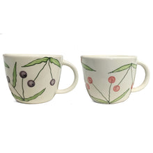 Load image into Gallery viewer, Stoneware Mug, Painted Cherries, 2 Assorted