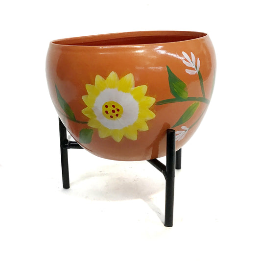 Pot w/Stand, Sunflowers, 3 Assorted