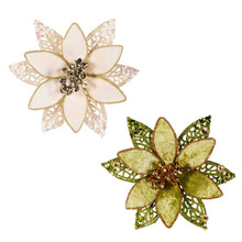 Load image into Gallery viewer, Ornament Tree Clip, Fabric Flower, 2 Assorted