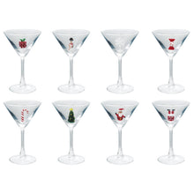 Load image into Gallery viewer, Martini Glass, Hand-Blown Holiday, Figure Inside