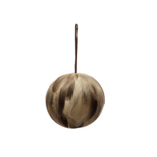 Load image into Gallery viewer, Ornament, Feather Ball w Leather Hanger