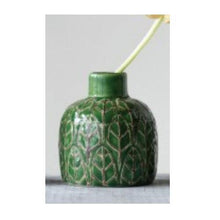 Load image into Gallery viewer, Embossed Stoneware Vase, Medium, Green - Floral Acres Greenhouse & Garden Centre