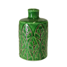 Load image into Gallery viewer, Embossed Stoneware Vase, Large, Green