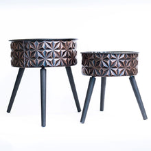 Load image into Gallery viewer, Planter, Metal, Antiqued Copper Tile w/ Legs, LG - Floral Acres Greenhouse & Garden Centre