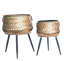 Load image into Gallery viewer, Planter, Metal, Bronze Weave with Legs, Large - Floral Acres Greenhouse & Garden Centre