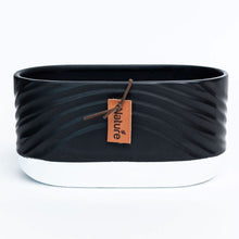 Load image into Gallery viewer, Planter, 8in, Ceramic, Wave, Nature Tag, Black - Floral Acres Greenhouse & Garden Centre