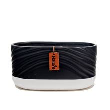 Load image into Gallery viewer, Planter, 8in, Ceramic, Wave, Nature Tag, Black - Floral Acres Greenhouse & Garden Centre