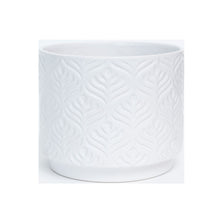 Load image into Gallery viewer, Pot, 6in, Ceramic, Peacock Feather Pattern, White - Floral Acres Greenhouse & Garden Centre