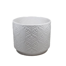 Load image into Gallery viewer, Pot, 6in, Ceramic, Peacock Feather Pattern, White - Floral Acres Greenhouse & Garden Centre