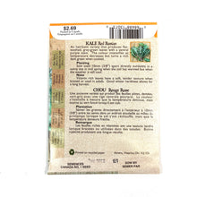 Load image into Gallery viewer, Kale - Red Russian Seeds, Aimers Organic - Floral Acres Greenhouse & Garden Centre