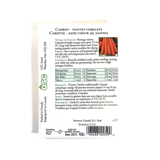 Carrot - Nantes Seeds, OSC - Floral Acres Greenhouse & Garden Centre