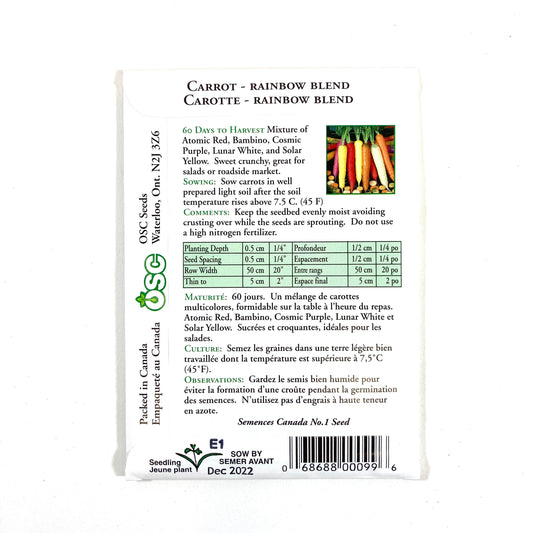 Carrot - Rainbow Blend Seeds, OSC - Floral Acres Greenhouse & Garden Centre