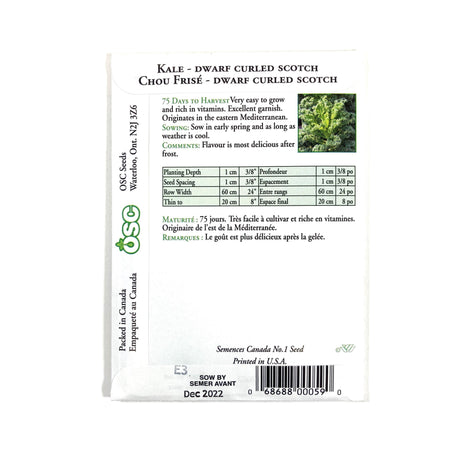Kale - Dwarf Curled Scotch Seeds, OSC - Floral Acres Greenhouse & Garden Centre