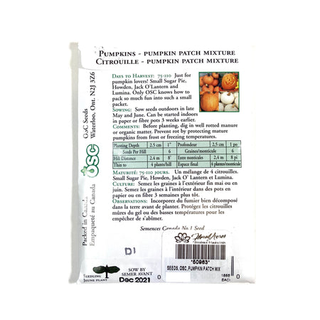 Pumpkin - Pumpkin Patch Mix Seeds, OSC