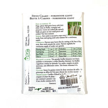 Load image into Gallery viewer, Swiss Chard - Fordhook Giant Seeds, OSC