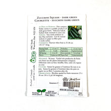 Load image into Gallery viewer, Zucchini - Dark Green Seeds, OSC