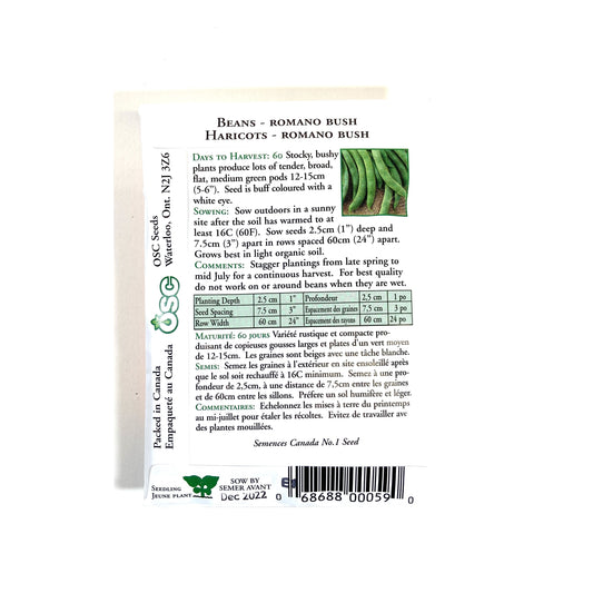 Bean Bush - Romano No. 14 Seeds, OSC - Floral Acres Greenhouse & Garden Centre