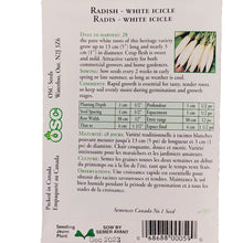 Load image into Gallery viewer, Radish - White Icicle Seeds, OSC