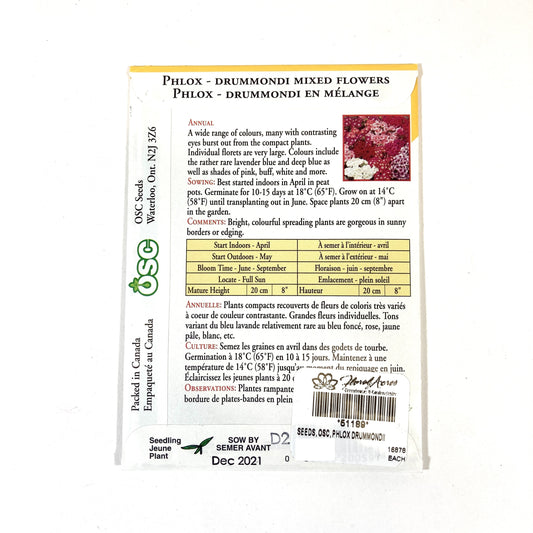 Phlox - Drummondii Mixed Seeds, OSC