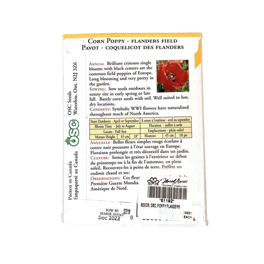 Poppy - Flanders Field Seeds, OSC