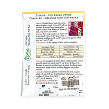 Load image into Gallery viewer, Stock - Ten Weeks Dwarf Seeds, OSC