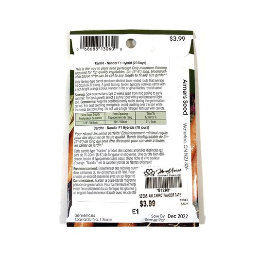 Carrot - Nandor F1 Seed Tape, Aimers - Floral Acres Greenhouse & Garden Centre