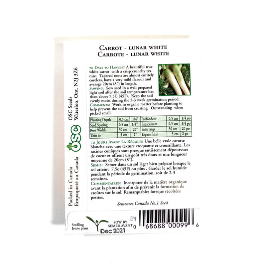 Carrot - Lunar White Seeds, OSC