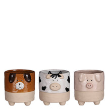 Load image into Gallery viewer, Pot, 4in, Ceramic, Footed Farm Animal, 3 Assorted