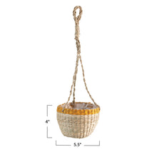 Load image into Gallery viewer, Pot, 4in, Seagrass Basket, Natural/Yellow, Hanging - Floral Acres Greenhouse & Garden Centre
