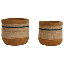 Load image into Gallery viewer, Woven Seagrass Striped Basket, Yellow & Blue, LG - Floral Acres Greenhouse & Garden Centre