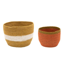 Load image into Gallery viewer, Natural Seagrass Basket, Ivory Stripe Gold, Large - Floral Acres Greenhouse & Garden Centre