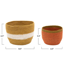 Load image into Gallery viewer, Natural Seagrass Basket, Ivory Stripe Gold, Large - Floral Acres Greenhouse & Garden Centre