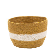 Load image into Gallery viewer, Natural Seagrass Basket, Ivory Stripe Gold, Large - Floral Acres Greenhouse & Garden Centre