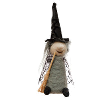 Load image into Gallery viewer, Wool Felt Witch with Broom Figurine, 2 Styles