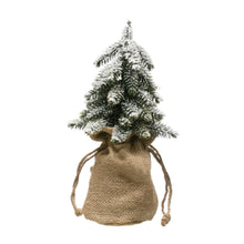 Load image into Gallery viewer, Faux Pine Tree in Burlap Bag, 10in, 3 Styles