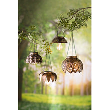 Load image into Gallery viewer, Antiqued Metal Hanging Light, Scalloped