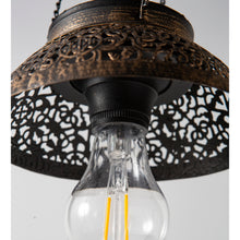Load image into Gallery viewer, Antiqued Metal Hanging Light, Scalloped