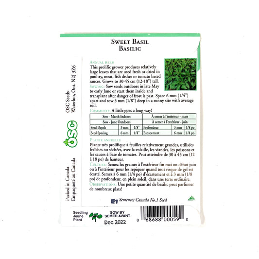 Basil - Sweet Seeds, OSC - Floral Acres Greenhouse & Garden Centre