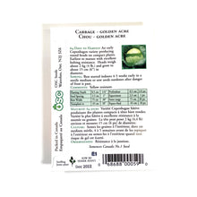 Load image into Gallery viewer, Cabbage - Golden Acre Seeds, OSC - Floral Acres Greenhouse & Garden Centre